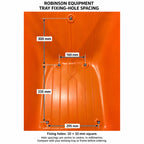 Robinson tray fixing-hole diagram: 300 mm and 335 mm row spacing, 160 mm and 295 mm across pairs; five 10 × 10 mm square holes.